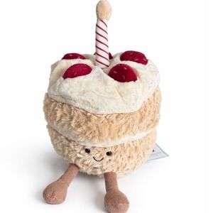 Jellycat Amuseable Birthday Cake Plush Stuffed Toy A2BCN NWT Cream Tan Red